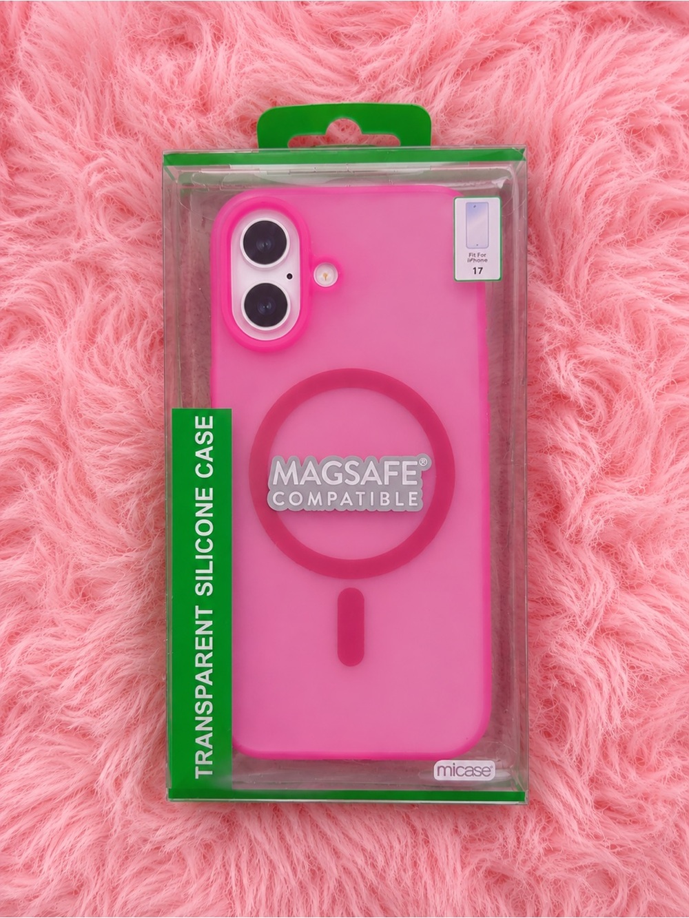 Pink MagSafe Compatible Transparent Silicone Phone Case
